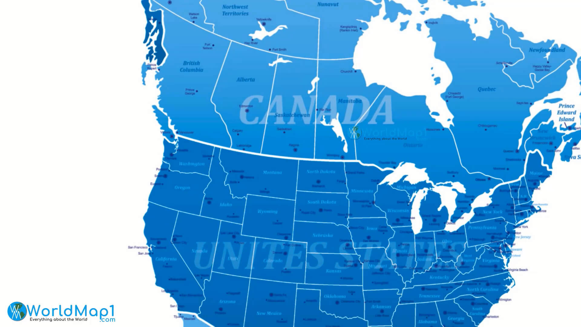 North America US Canada Map